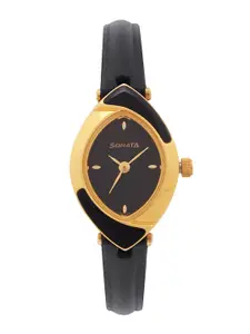 Sonata Women Black Analogue Watch NJ8069YL01C