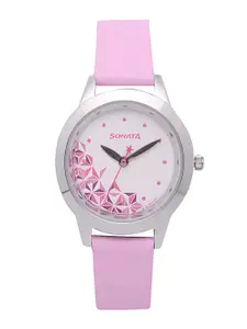 Sonata Women White Analogue Watch NK87019SL04