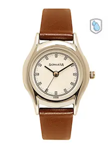 Sonata Women Off-White Analogue Watch 87020SL01