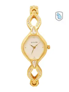 Sonata Women Cream-Coloured & Gold-Toned Analogue Watch