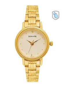 Sonata Women White Analogue Watch 8096YM01C