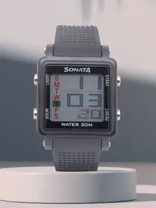 Sonata Men Black Digital Watch NH77043PP01