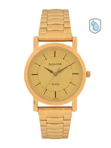 Sonata Men Gold-Toned Analogue Watch 77049YM01C 77049YM01C