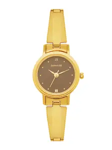 Sonata Women Gold-Toned & Black Analogue Watch 8096YM03C