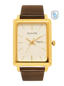 Sonata Men White Analogue Watch NK7078YL03