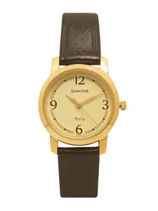 Sonata Women Gold-Toned Analogue Watch 87018YL02C