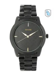 Sonata Men Black Analogue Watch NK7924NM01
