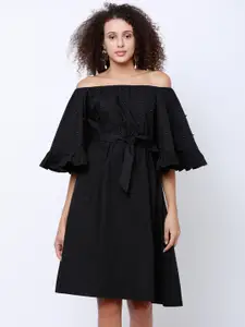 Tokyo Talkies Women Black Solid A-Line Dress