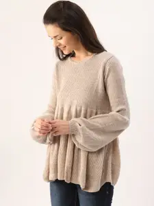 DressBerry Women Nude-Coloured Solid Pullover