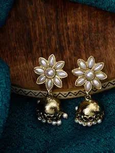 Fida Gold-Toned & White Drop Earrings