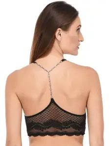 PrettyCat Black Lace Non-Wired Lightly Padded Bralette Bra