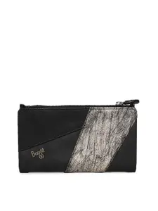 Baggit Women Black & Grey Colourblocked Zip Around Wallet