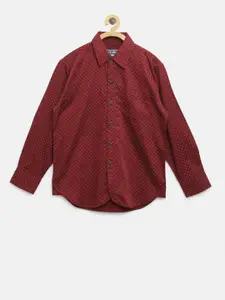 Gini and Jony Boys Maroon Regular Fit Printed Casual Shirt