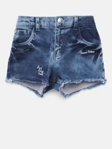 Gini and Jony Girls Blue Washed Regular Fit Denim Shorts