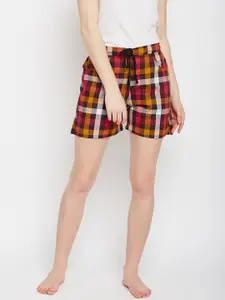 Claura Women Multicoloured Checked Lounge Shorts 04