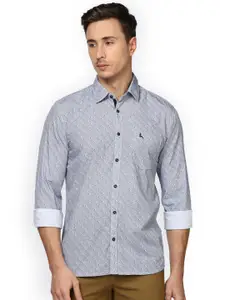 Parx Men Blue & White Slim Fit Printed Casual Shirt