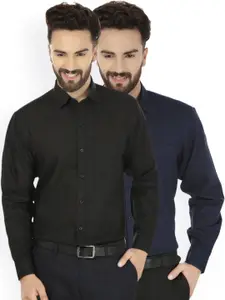 JAINISH Men Pack Of 2 Regular Fit Solid Formal Shirts