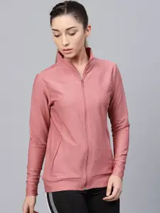 HRX by Hrithik Roshan Women Dusty Pink Self Design Sweatshirt