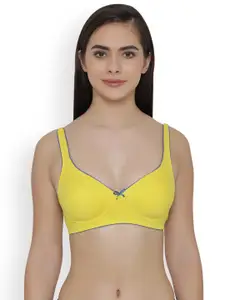 Clovia Yellow Solid Non-Wired Non Padded T-shirt Bra BR0584X02