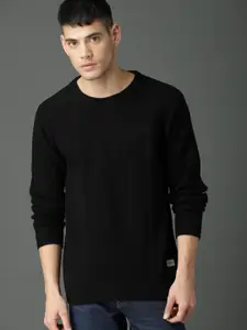 Roadster Men Black Solid Pullover Sweater