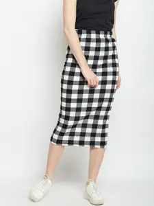 Berrylush Black & White Checked Pencil Skirt