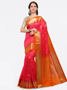 Saree mall Pink Silk Blend Woven Design Banarasi Saree