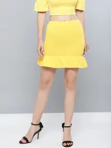 Veni Vidi Vici Yellow Solid Trumpet Skirt