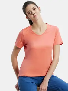 Jockey Women Peach-Coloured T-shirt