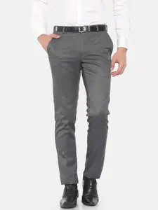 Raymond Men Grey Regular Fit Solid Formal Trousers