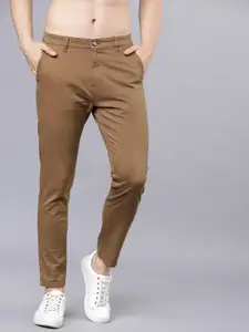 HIGHLANDER Men Khaki Tapered Fit Solid Regular Trousers