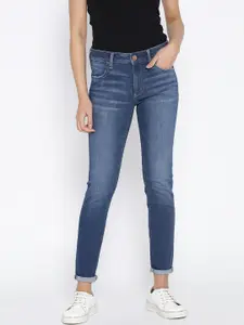 AMERICAN EAGLE OUTFITTERS Women Blue Skinny Fit Low-Rise Clean Look Stretchable Jeans