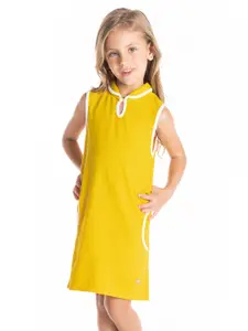 Cherry Crumble Girls Mustard Yellow Solid A-Line Dress