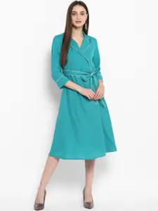 StyleStone Women Sea Green Solid Wrap Dress