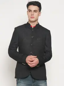The Indian Garage Co Black Solid Slim Fit Single-Breasted Casual Blazer