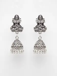 Moedbuille Silver-Toned Dome Shaped Jhumkas