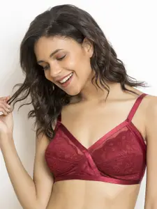 Zivame Maroon Lace Non-Wired Non Padded Everyday Bra ZI1020FASH00RED