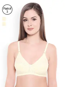 BODYCARE Pack of 3 Yellow Solid Non-Wired Non-Padded Everyady Bras E1506LELELE