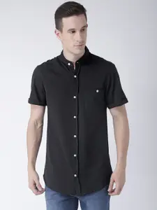 Club York Men Black Regular Fit Solid Casual Shirt
