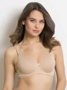 Zivame Beige Solid Underwired Lightly Padded T-shirt Bra ZI1135CORE0NUDE