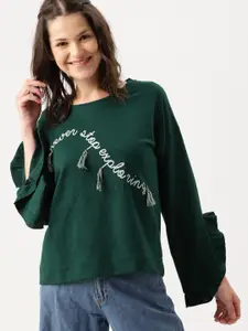 DressBerry Women Green Printed Sweatshirt