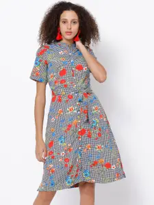 Tokyo Talkies Women Black Printed Shirt Dress