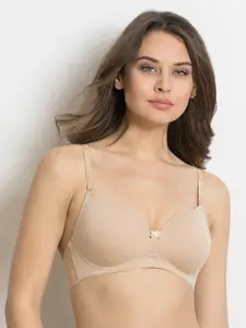 Zivame Beige Solid Non-Wired Lightly Padded T-shirt Bra ZI1137CORE0NUDE