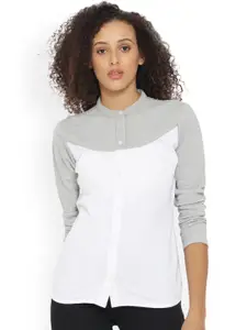 Campus Sutra Women White Regular Fit Solid Casual Shirt