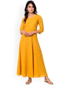anayna Women Yellow Printed Maxi Dress