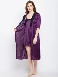 Claura Purple Solid Nightdress