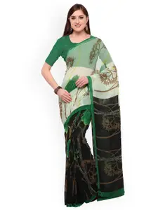 Blissta Black & Cream-Coloured Printed Saree