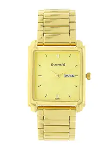 Sonata Men Gold-Toned Analogue Watch NK7053YM05