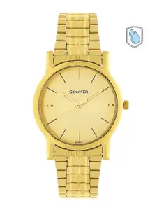 Sonata Men Gold-Toned Analogue Watch