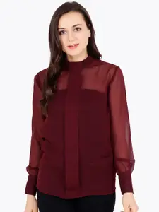 Cation Women Maroon Solid Top
