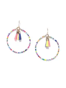 Accessorize Multicoloured Circular Drop Earrings with Tasselled Detail